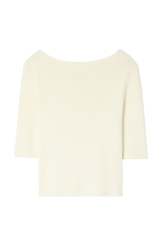 BOATNECK RIB TOP Calico White