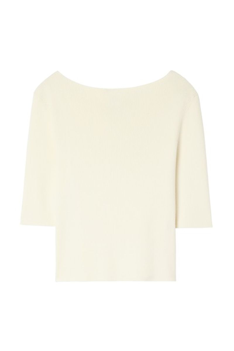 BOATNECK RIB TOP Calico White
