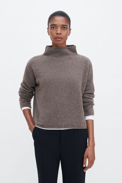 Hovedbilde MIKA YAK FUNNELNECK SWEATER Dark Taupe Melange