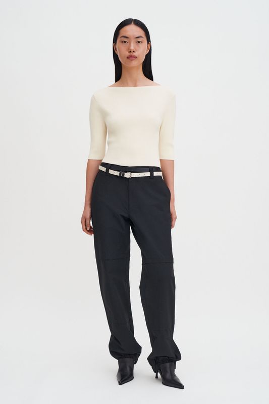 BOATNECK RIB TOP Calico White