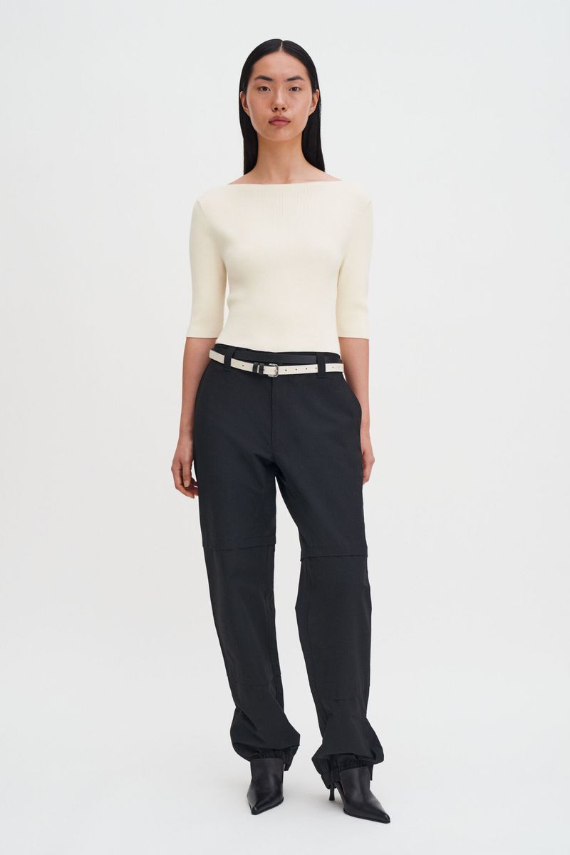 BOATNECK RIB TOP Calico White