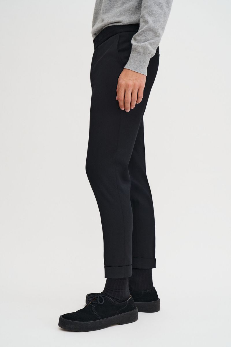 TERRY CROPPPED TROUSERS Black