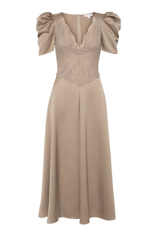 FRANCIS LACE MIDI DRESS Taupe