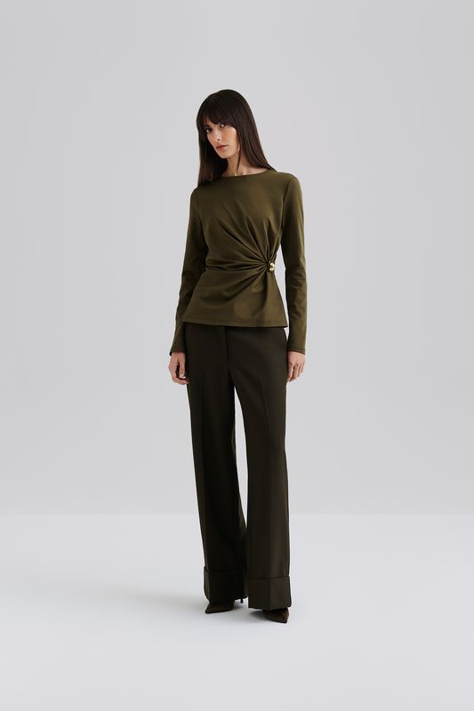 MAILEY JERSEY BROOCH LONG SLEEVE TOP 