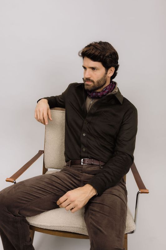 ORAZIO WOOL SHIRT Olivengrønn