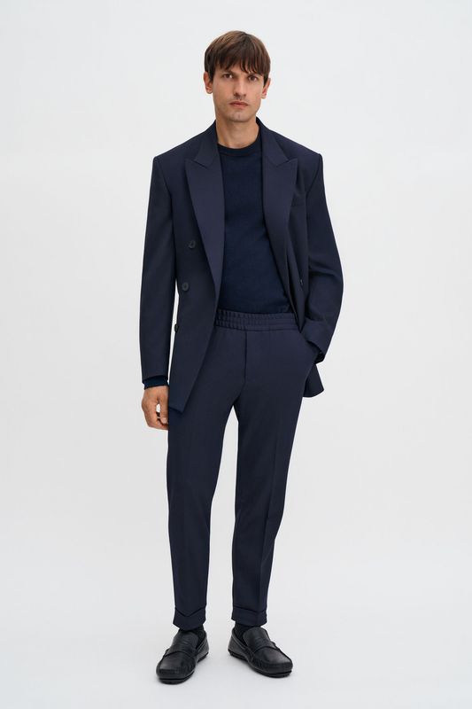 TERRY CROPPPED TROUSERS Navy