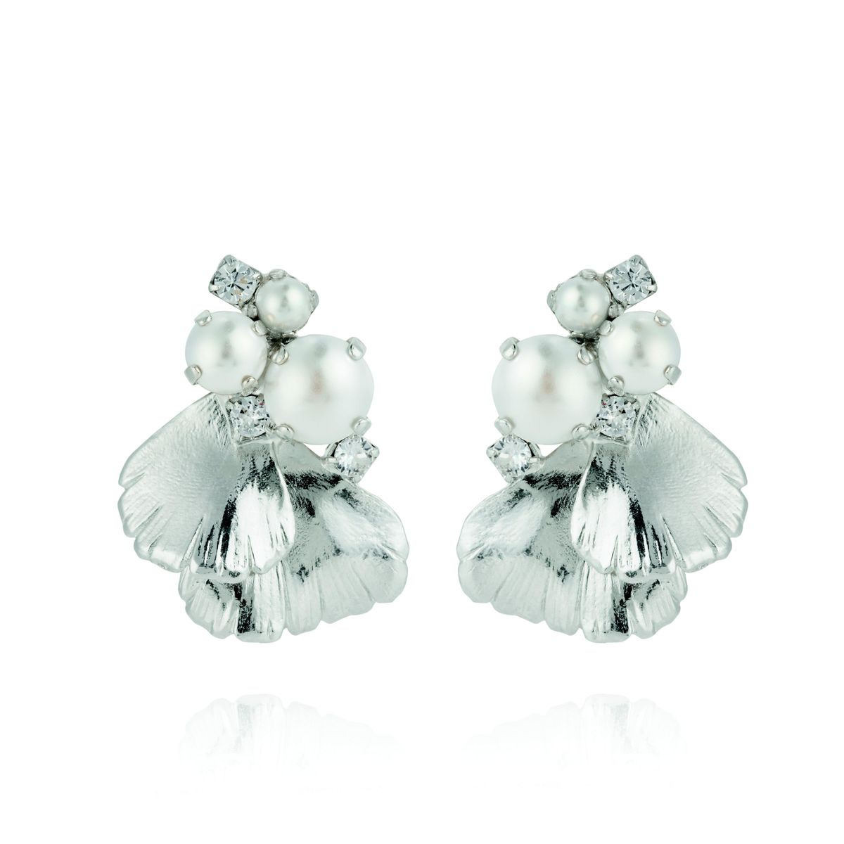 LUMI PEARL EARRINGSRHODIUM