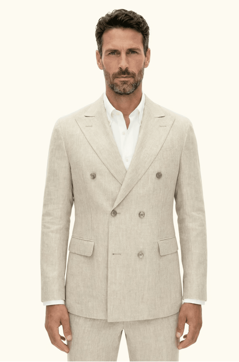 FARRIS DOBBELTSPENT LINBLAZER Beige