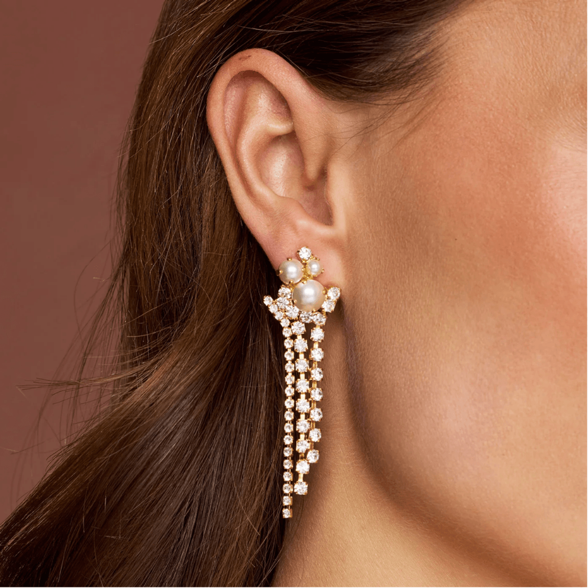MOLLY STATEMENT EARRINGS Pearl/Crystal